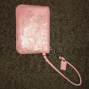 Coach Authentic Leather Flower Wristlet